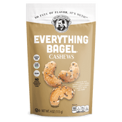 Everything Bagel® Cashews. You're going to go NUTS over this snack.  A touch of salt, Sesame & Poppy Seeds,  Dried Onion & Garlic, Caraway Seeds and More.