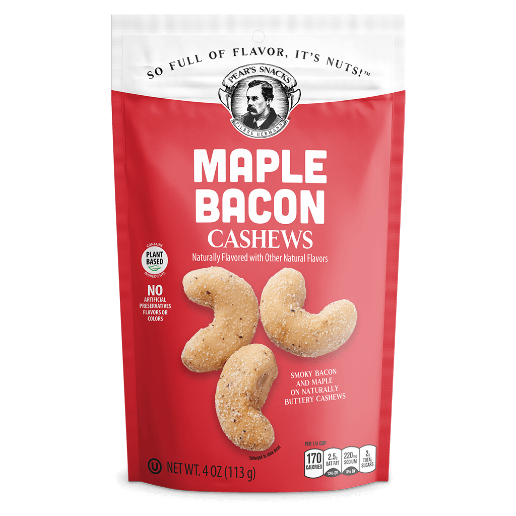 Maple Bacon CashewsYou know that moment when maple syrup streams off your pancakes and onto your salty bacon...and you’re kind of jazzed about it? Us, too. Naturally buttery-tasting cashews combine with fabulous maple and smoky bacon flavors to create thi