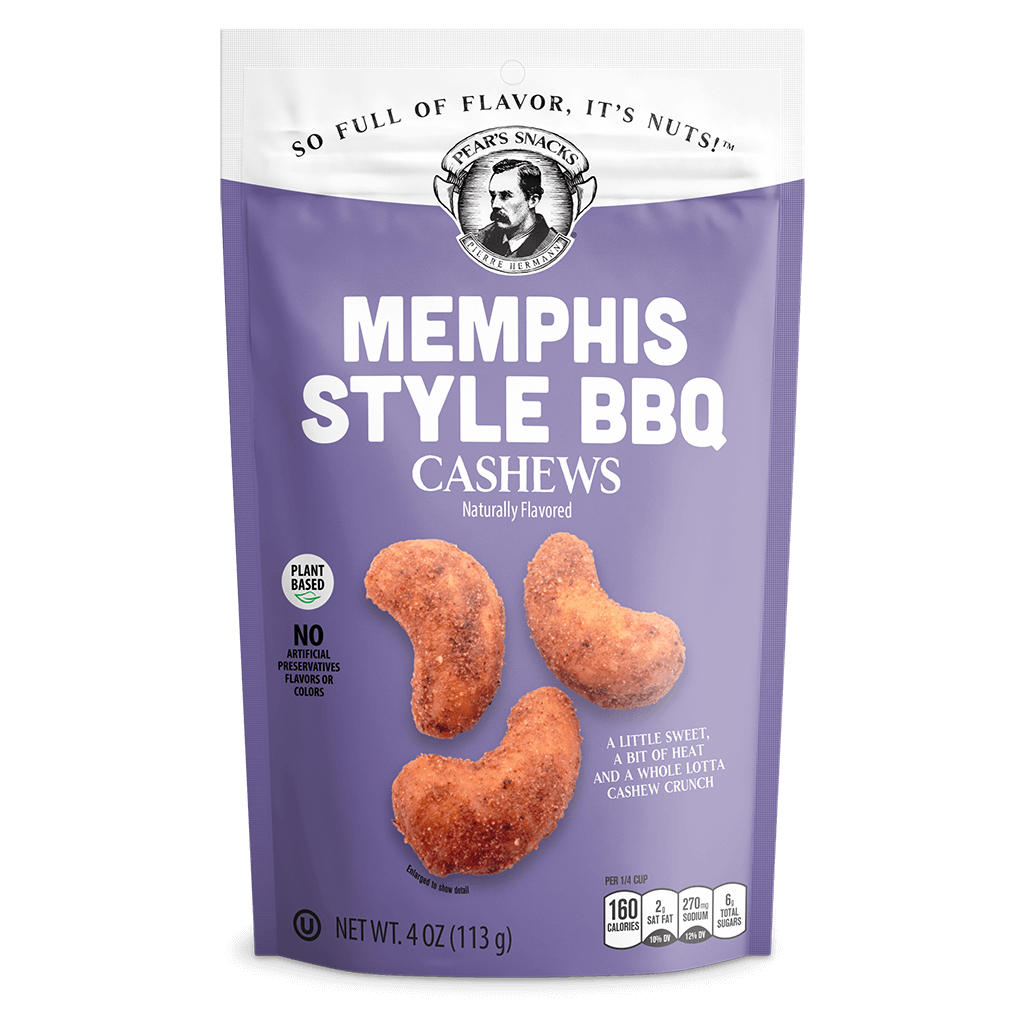 Memphis Style BBQ CashewsMemphis is well-known for its rich, complex BBQ, distinguished by varying levels of sweet, tang and a nice kick of heat. Cue up our Memphis Style BBQ Cashews. What's in our "secret sauce"? A little sweet, a bit of heat and a whole